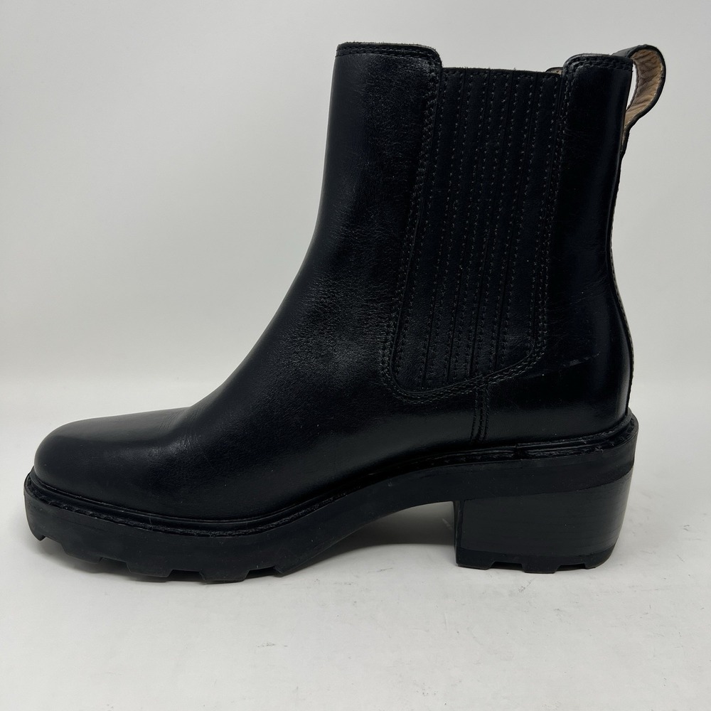 Madewell Gwenda Women's 8 Platform Ankle Chelsea Boots Black Stacked Heel NN019 - Picture 9 of 14